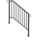 [Same Code：11384510 73142795]Artisasset Matte Black Outdoor 3 Level Iron Handrail