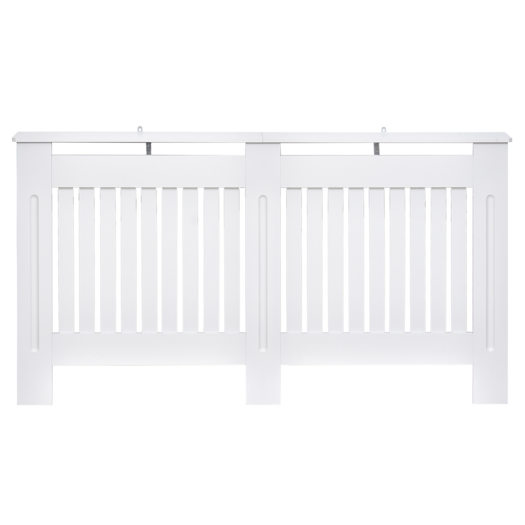 HOMCOM Radiator Cover Painted Slatted MDF Cabinet Lined Grill 152x19x81cm