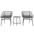Outsunny Rattan Bistro Set, Small Balcony Furniture with Cushion, Light Grey