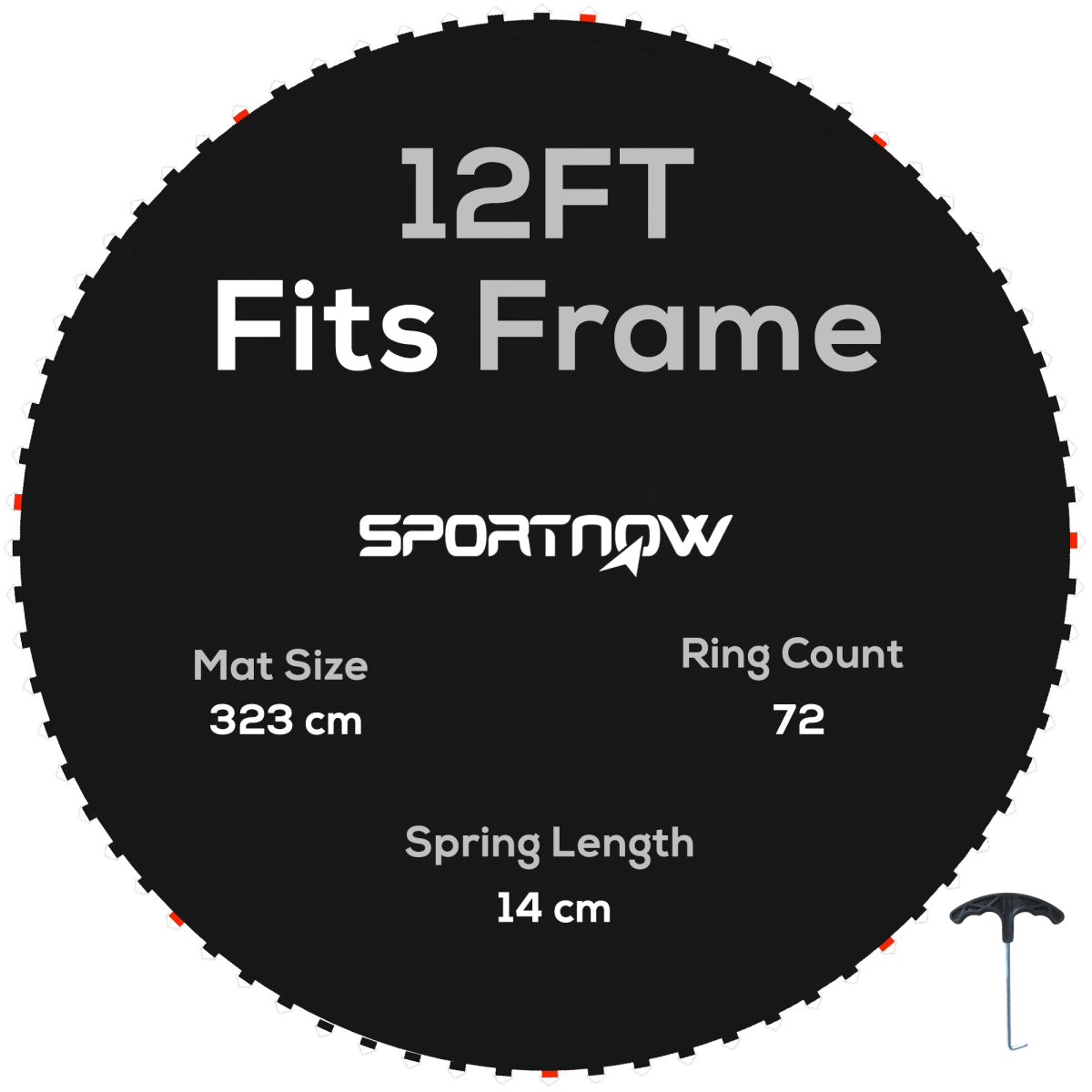 SPORTNOW Trampoline Mat with 72 V-Hooks, for 12ft Trampoline