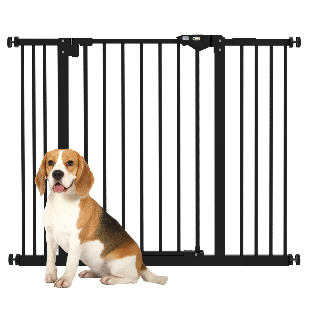 PawHut Adjustable Safety Gate with 2 Extensions and Four Adjustable Screws, Black