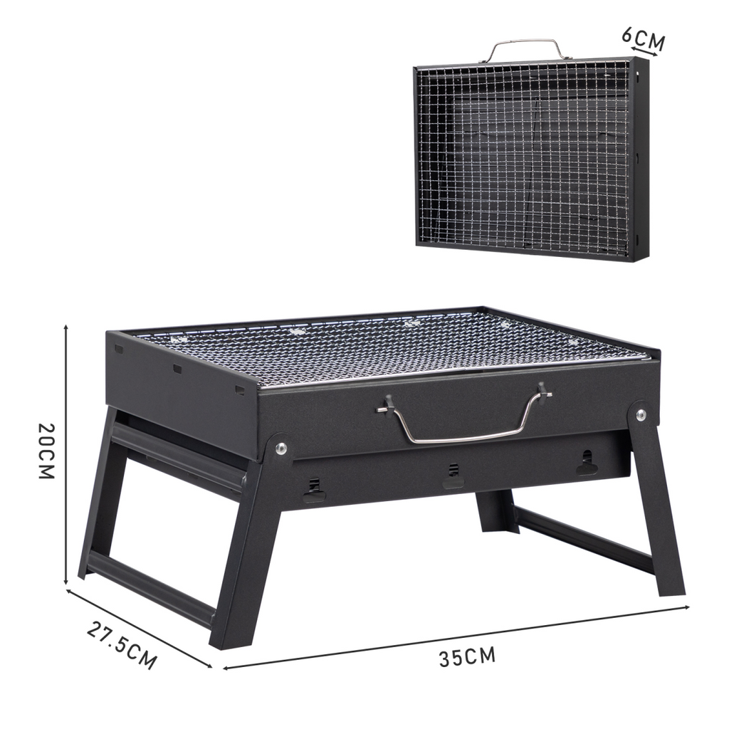 Portable BBQ Grill with Folding Feet, Compact and Lightweight Charcoal Grill for Outdoor Camping, Backyard, Picnic, Beach Party, and Family Outings