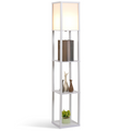 4-Tier Floor Lamp, Floor Light with Storage Shelf, White 3-Tier