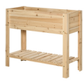 Wooden Raised Plant Stand Tall Flower Bed Box with Clapboard 100x40x84cm