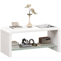 HOMCOM High Gloss Storage Coffee Table, Centre Table for Living Room, White