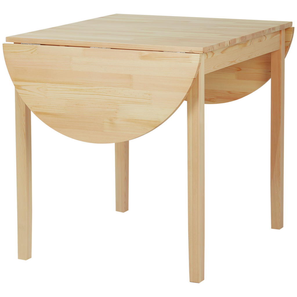Expandable Pinewood Drop Leaf Dining Table for 4-6 People - Natural Finish
