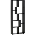 178cm 8-Shelf Bookcase w/ Melamine Surface Foot Pads Black Multipurpose 8-Grid