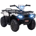 HOMCOM 12V Electric Quad Bike for Kids with LED Headlights, Music - White