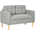 Modern 2 Seater Sofa with Storage Compact Loveseat Sofa for Living Room Grey