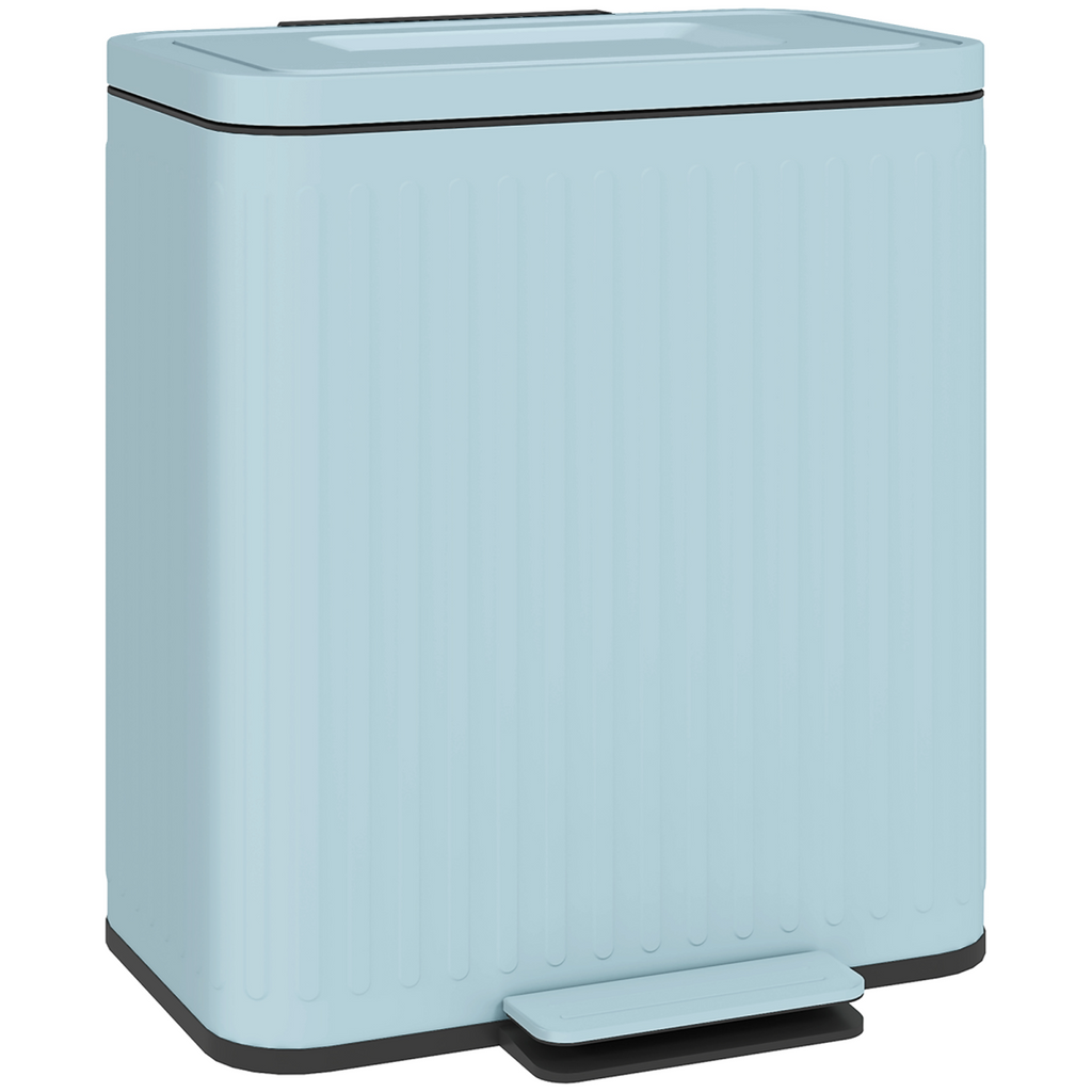HOMCOM 2 x 20L Double Rubbish Bin, Pedal Bin with Soft-Close Lid, Light Green