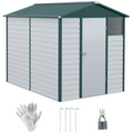 9'x6' Galvanized Metal Garden Shed Tool Storage Shed for Backyard Patio