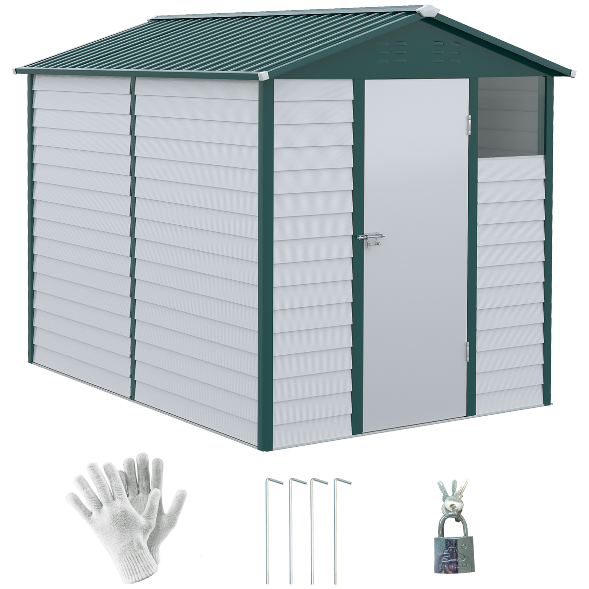 9'x6' Galvanized Metal Garden Shed Tool Storage Shed for Backyard Patio