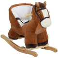 AIYAPLAY Kids Rocking Horse with Sound, Safety Belt - Brown