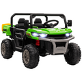 HOMCOM 12V Two-Seater Kids Electric Ride-On Car with Electric Bucket - Green