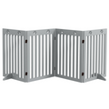 PawHut Pet Gate Foldable Fence Freestanding Dog Barrier w/ Support Feet Grey