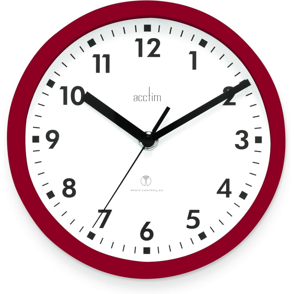Acctim Nardo 20cm Radio Controlled Red Wall Clock 74664