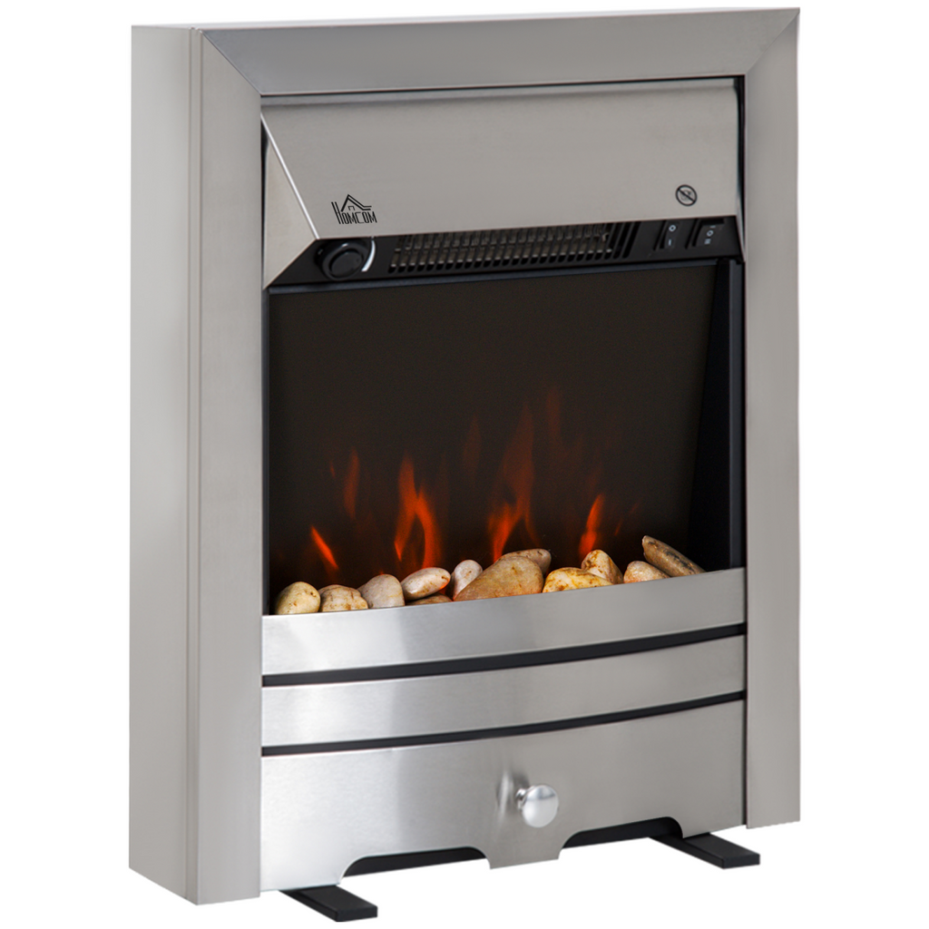 LED Flame Electric Fire Place-Stainless Steel 2KW Pebble Burning Effect Indoor
