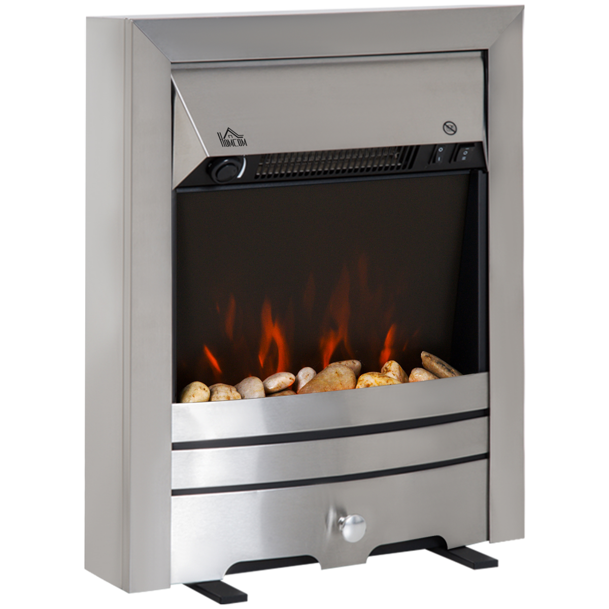 LED Flame Electric Fire Place-Stainless Steel 2KW Pebble Burning Effect Indoor