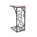 【Same Code：84356574】54*30.5*21CM Leaf Pattern Iron Side Table Coffee Table Brown
