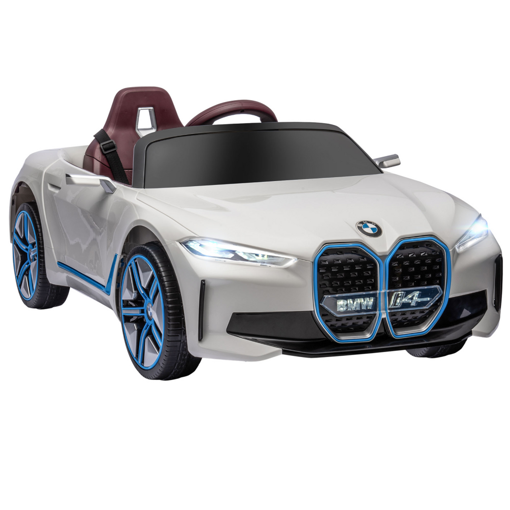 BMW i4 Licensed 12V Kids Electric Ride-On with Portable Battery - White