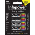 Infapower Rechargeable Batteries AA 600mAh (4pcs) Ni-Mh (Ideal for Garden Solar lights)
