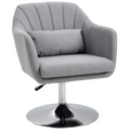 HOMCOM Stylish Retro Linen Swivel Tub Chair Steel Frame Cushion Seat Light Grey