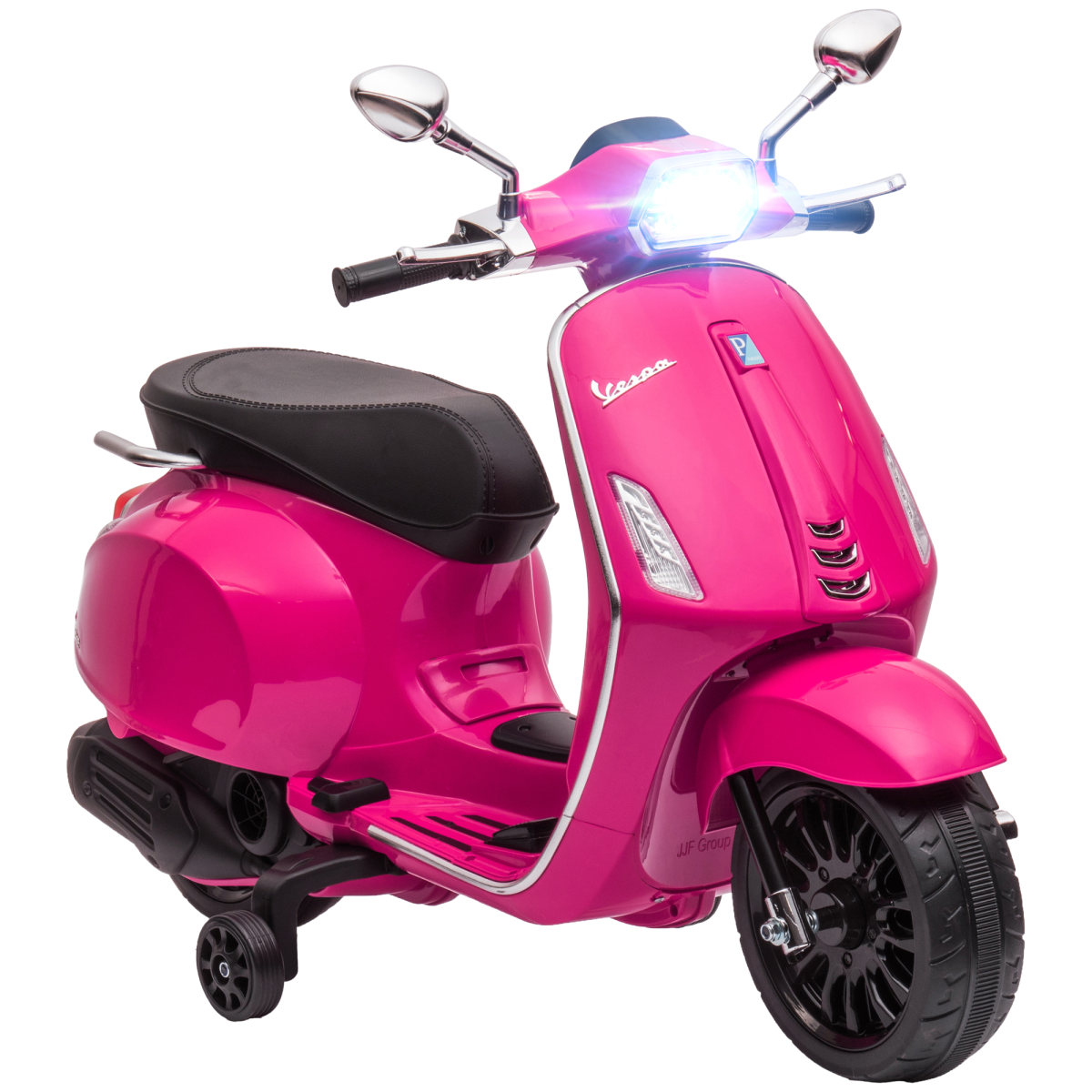 AIYAPLAY Vespa Licensed 12V Kids Electric Motorbike with 2 Training Wheels - Pink