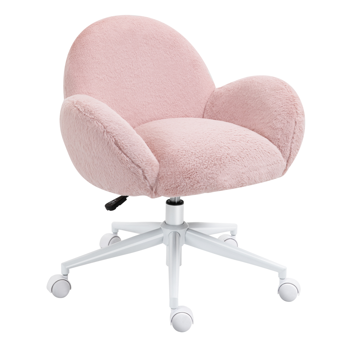 Fluffy Leisure Chair Office Chair with Backrest and Armrest for Bedroom Pink