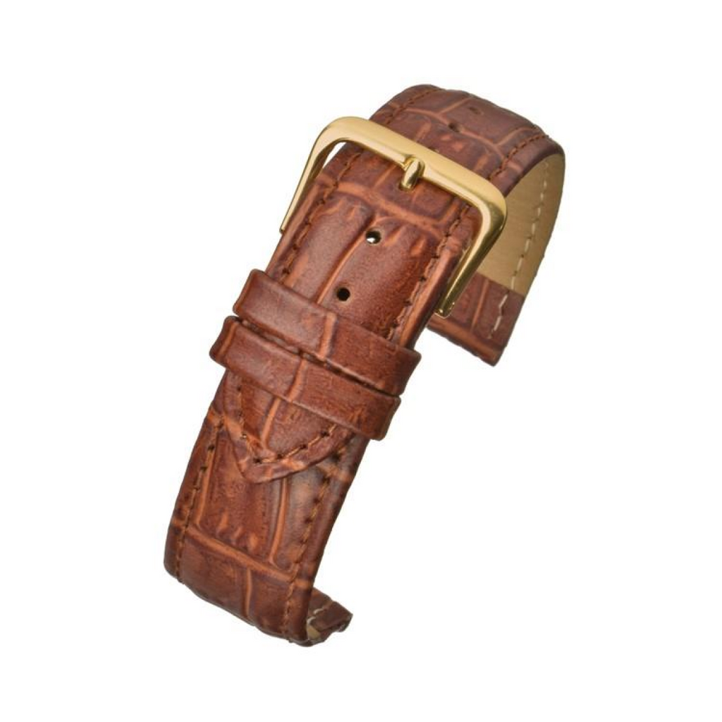 Tan Padded Crocodile Grain Watch Strap 18mm