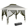 Outsunny Pop Up Gazebo Height Adjustable Canopy Tent w/ Carrying Bag, Dark Grey