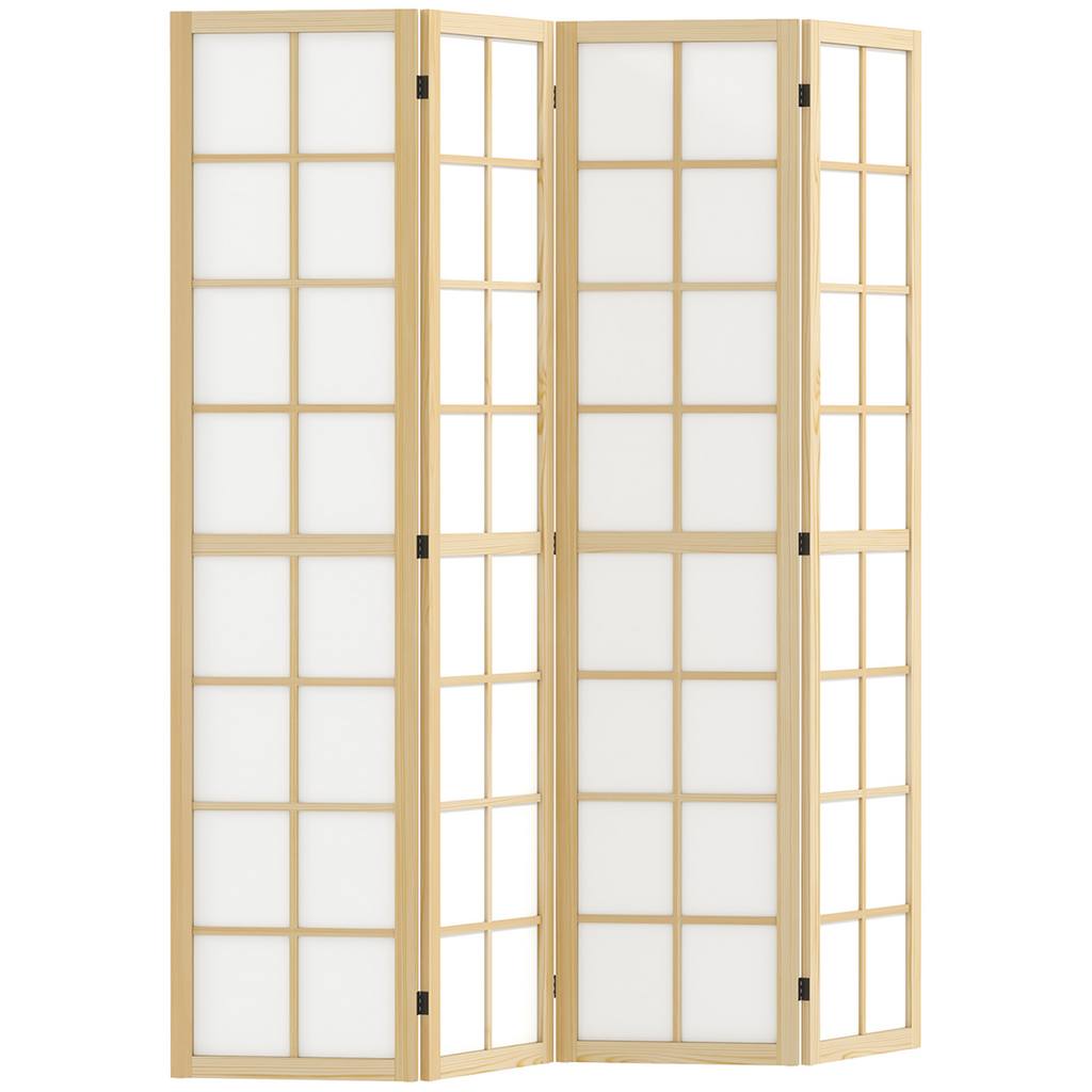 HOMCOM Indoor Room Partition, 4 Panel Folding Room Divider, 160 x 170cm