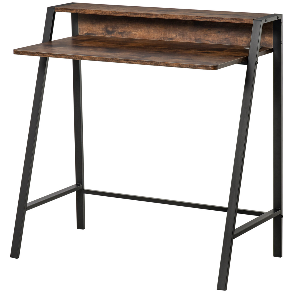 Office PC Workstation Storage Shelf Color Rustic Brown Metal Frame