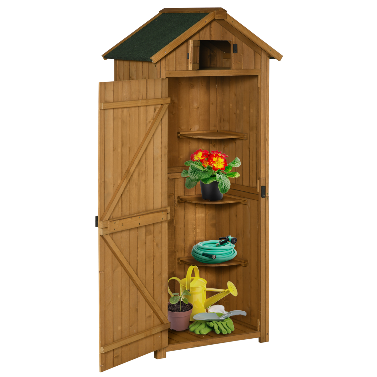 Garden Shed Utility 3 Shelves Wood Outdoor  77 x 54.2 x 179cm - Brown