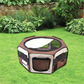 PawHut Foldable Pet Playpen – Brown & Cream, 90cm