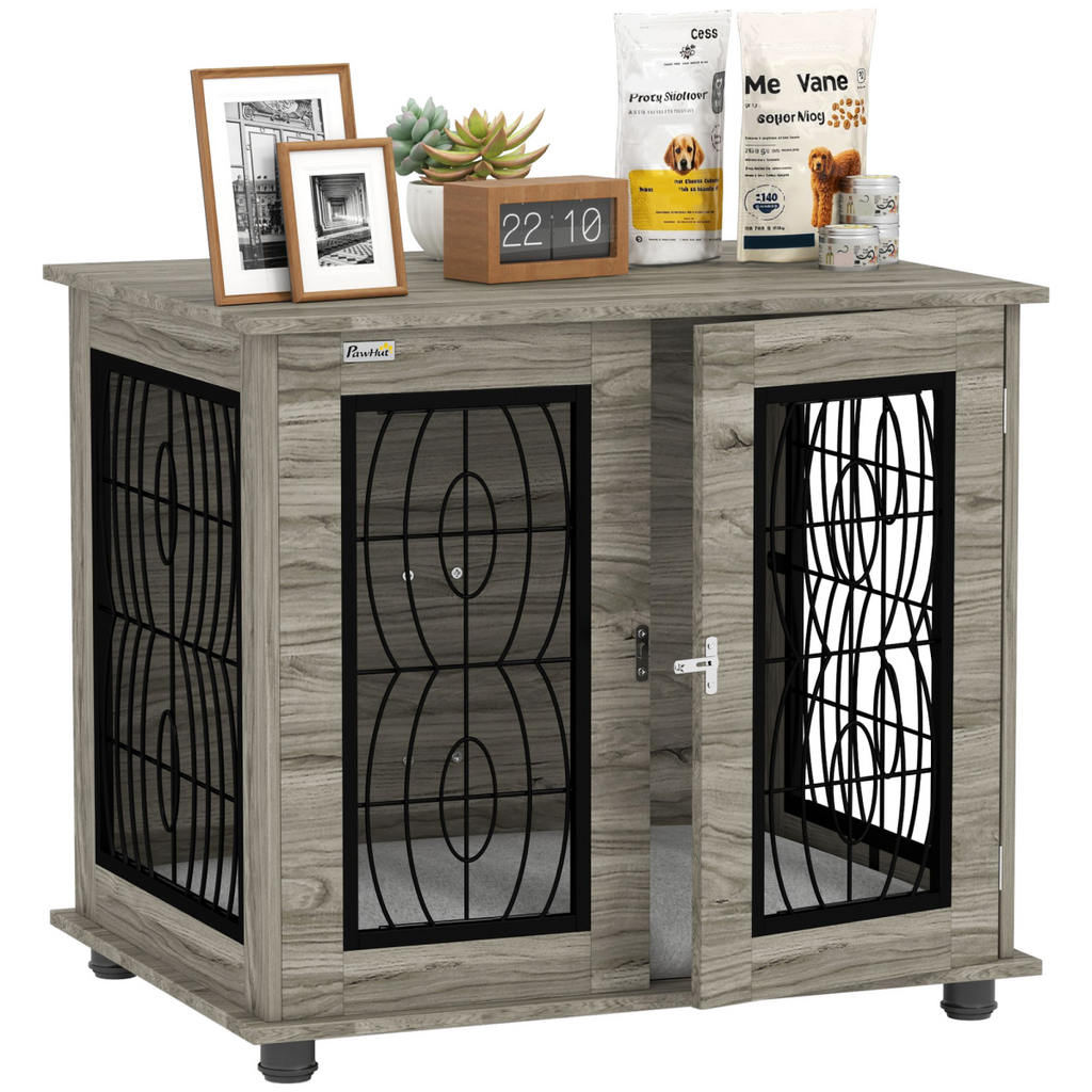 PawHut Dog Crate Furniture, End Table for Medium Dogs w/ Cushion