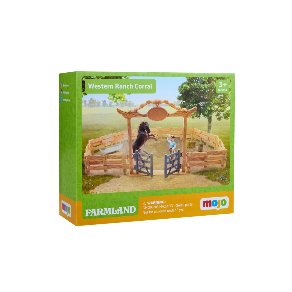 Western Ranch Corral Playset with Horse & Cowboy  Farm Playset