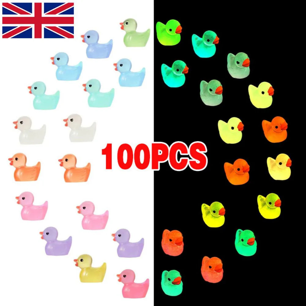 100x Mini Duck Glow in The Dark Duck Mini Resin Luminous Tiny Duck Toys