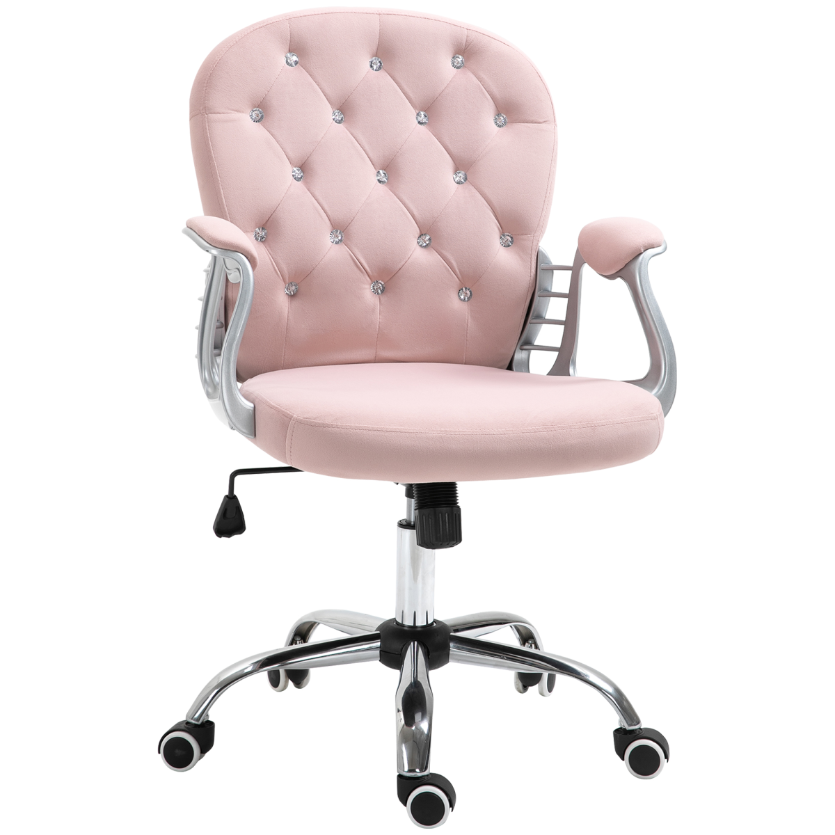 Office Chair Luxury Velour Diamond Tufted Padded Ergonomic 360 – Swivel Pink