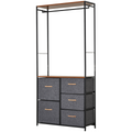 175x83cm Freestanding Clothes Hanger Storage Unit SteelBlack Brown Coat Rack