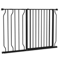 PawHut Dog Gate Wide Stair Gate with Door Pressure Fit, 75-115W cm, Black