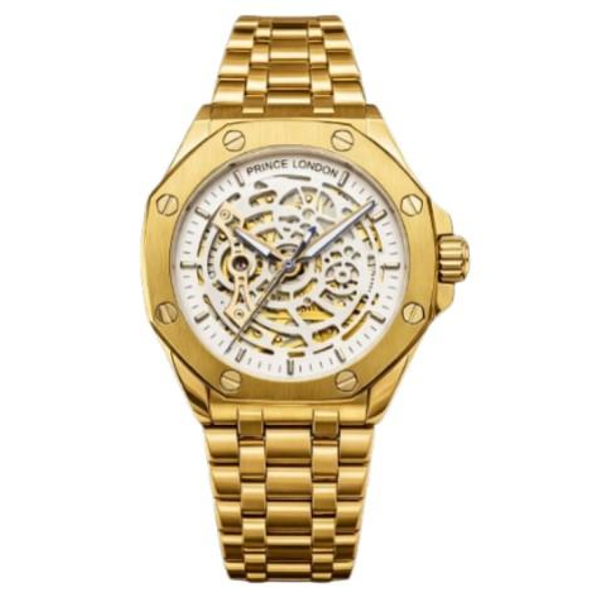 NYL Men's Automatic Metal Hollow mechanical Dial Analogue Gold/White