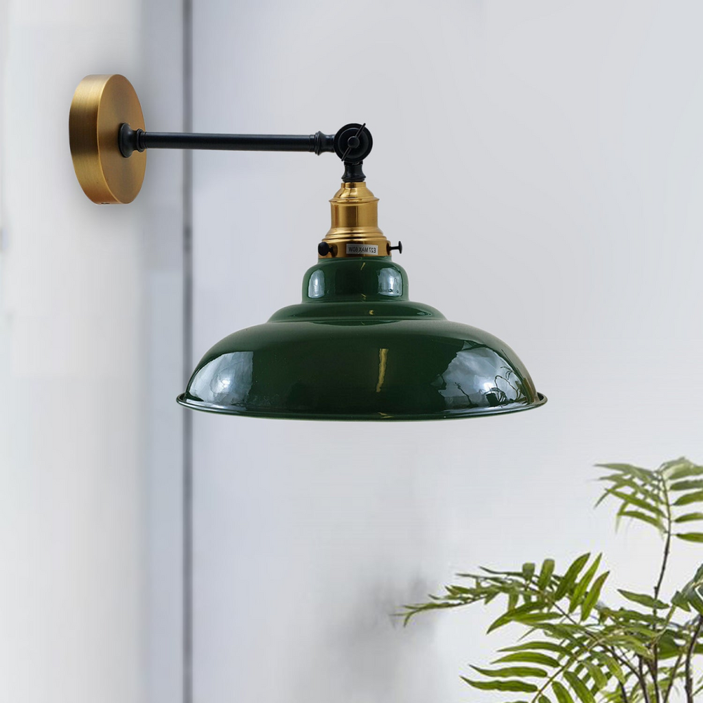 Green Shade With Adjustable Curvy Swing Arm Wall Light Fixture Loft Style