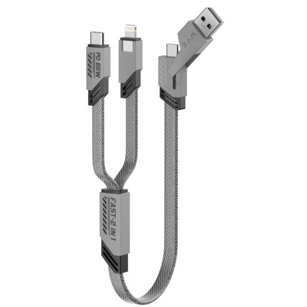 WYEFLOW 4-In-1 Fast Charging Data Cable for Charging Two Devices at Once