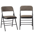 2pcs Black Patterned Padded Folding Chairs, Conference Event Chairs with Soft Seat (46*48*76cm), Frosted Iron Frame