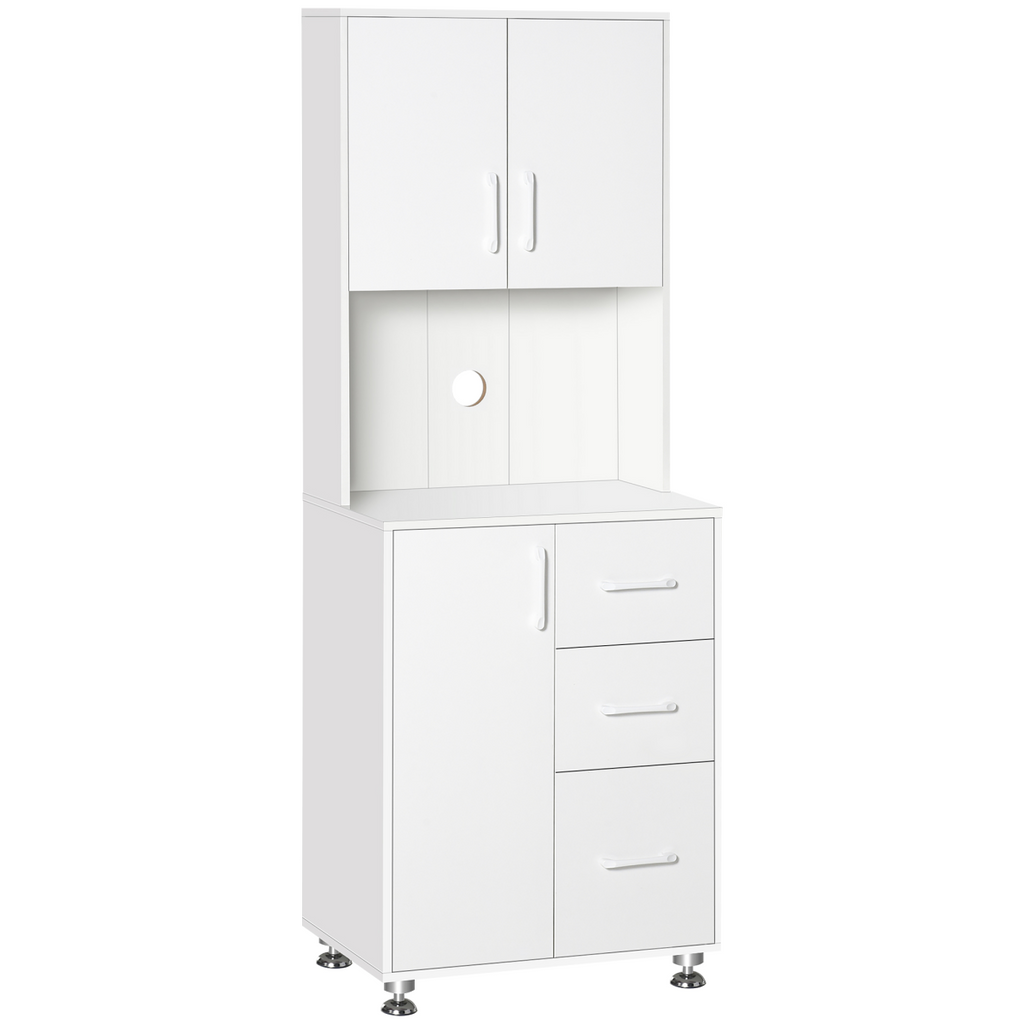 Kitchen Buffet Storage,2 Cabinets, 3 Drawers , 60x40x150cm, White