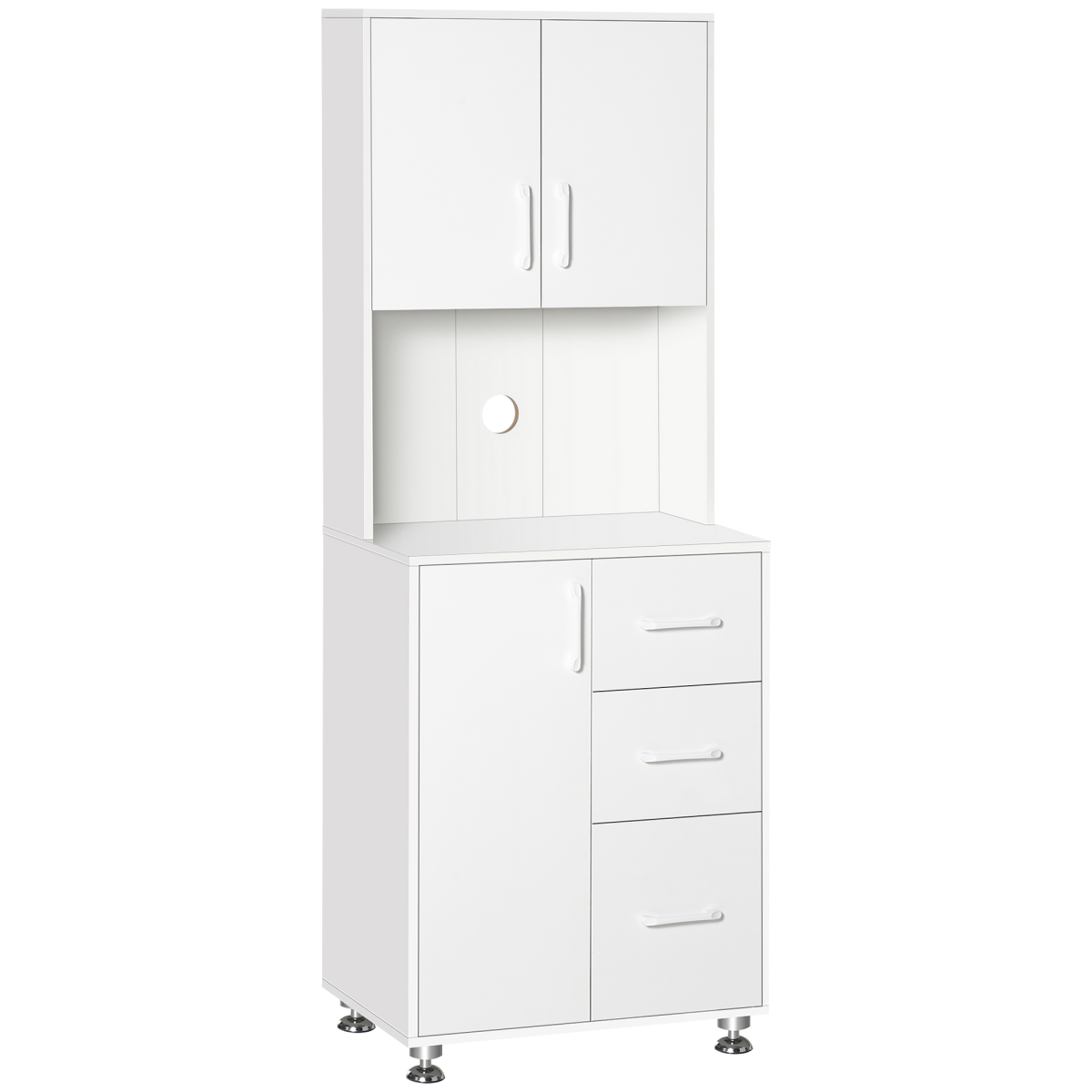 Kitchen Buffet Storage,2 Cabinets, 3 Drawers , 60x40x150cm, White