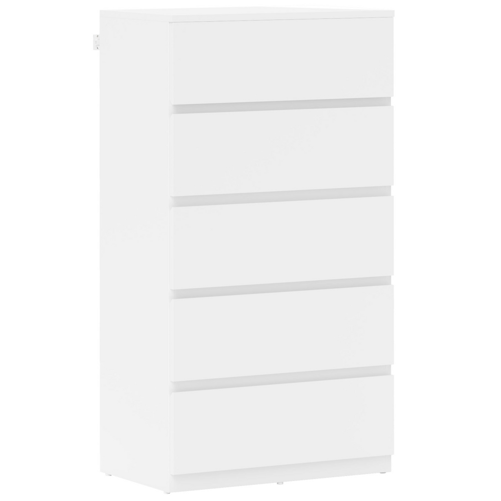 HOMCOM Bedroom Chest of Drawers, 5 Drawers Dresser, Drawer Unit, White