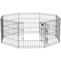PawHut 24" Pet Dog Playpen, Puppy Cage, Eight-Panel Metal Fence, Run, Garden