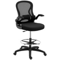 Vinsetto Draughtsman Chair Tall Office Chair with Adjustable Footrest Ring Black