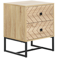Bedside Table 2 Drawer Unit  Zig Zag Design w/ Black Metal Handles